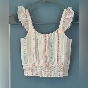 Janie and Jack girls floral crop tank size 8